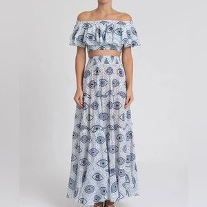 Sinesia Karol Two Piece Set Maxi Skirt and Ruffle Top 100% cotton Made in Brasil